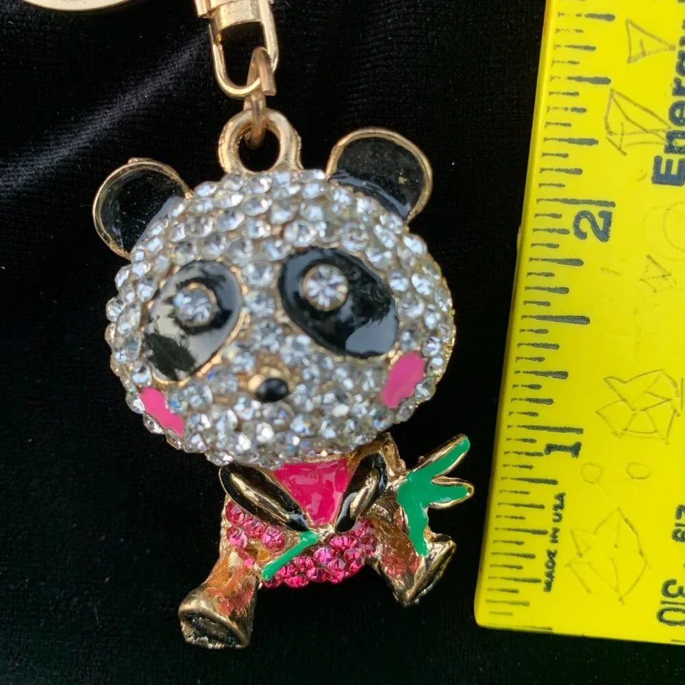 Panda Design Sparkling Rhinestones Keychain